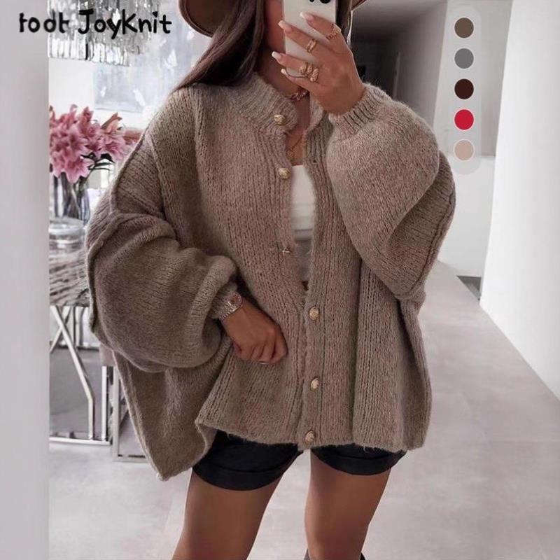 代发速卖通亚马逊跨境新款男式针织衫女式纯色纽扣电缆