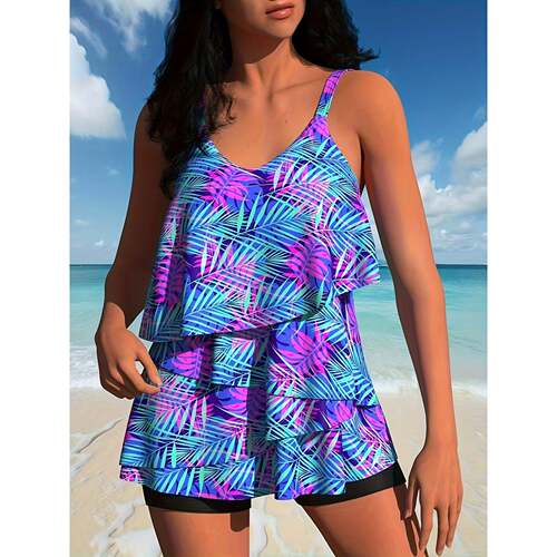 Y 76054 Printed Split Swimsuit Dress 印花分体泳衣