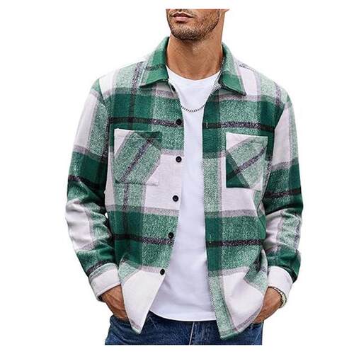 T 28668 Thick Flannel Plaid Shirt Jacket 加厚格子衬衫