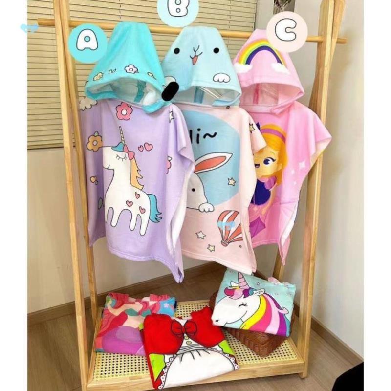 Cartoon children's bath towel cape can wear hooded可穿浴