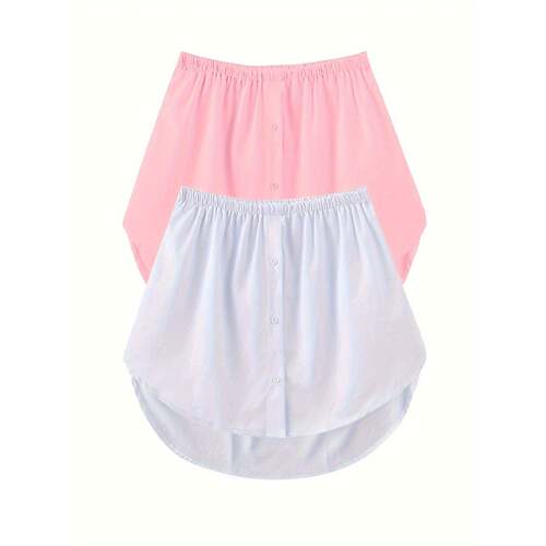 L 19881 White Overlap Skirt Spring Summer Casual Wear 白色叠