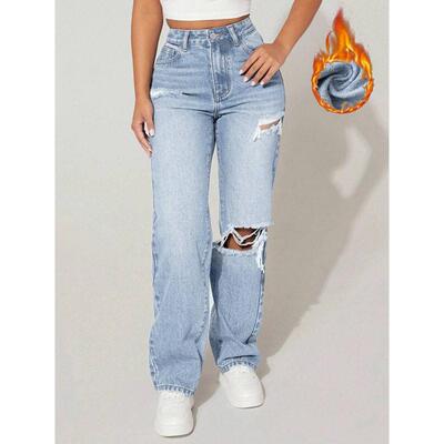 N 74318 Ripped washed women's jeans 破洞水洗女士牛仔裤