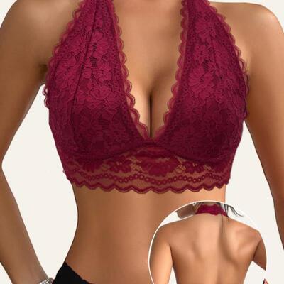 Glam Bra Wires Unlined Bra Glam Lace V Neck Double跨境