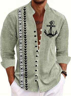 A 23931 Men's 3D print ethnic casual shirt 士 3D 印花民族
