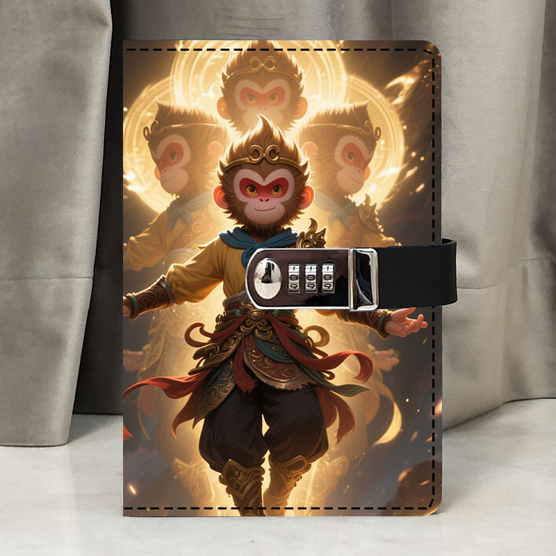 龙儿童密码本带锁日记本小学生卡通笔记本子加厚生日礼物手账本文具个性文艺创意欧式复古悟空吒密码锁记事本