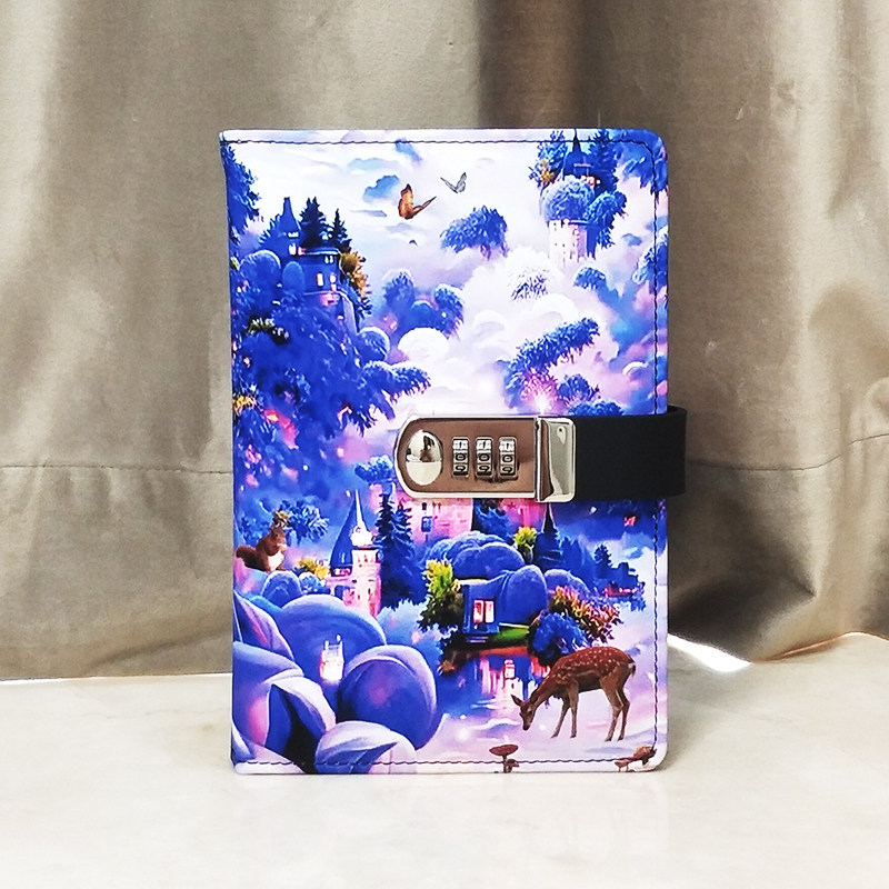 小清新A5儿童密码本小学生日记本带锁笔记本子加厚多功能密码锁记事本文艺精致记录本简约复古创意本子礼物