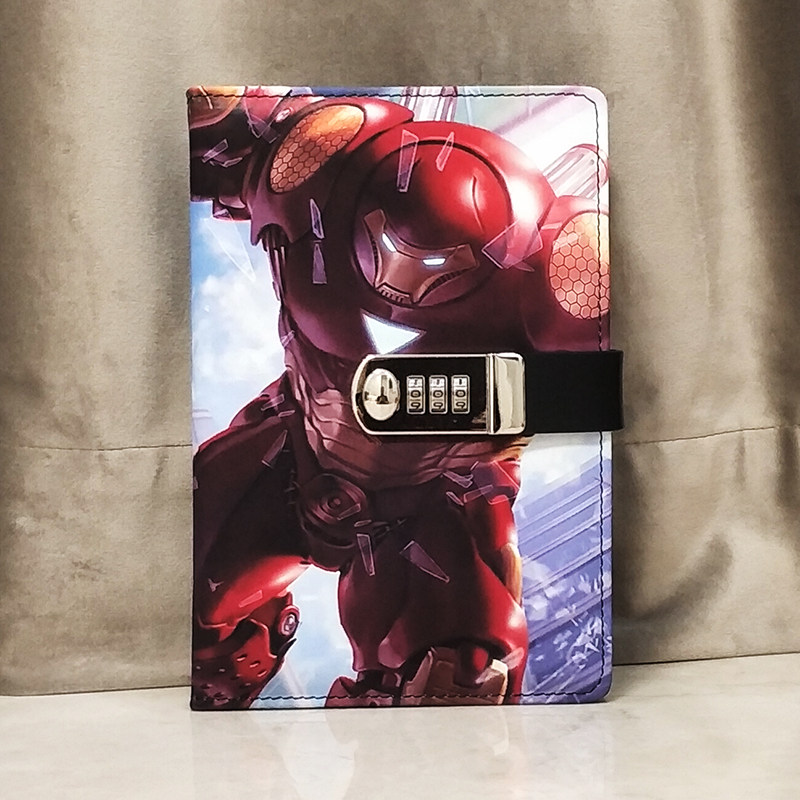 小学生密码本带锁日记本子学生田字格笔记本手账本韩国创意小清新复古文艺密码锁记事本加厚礼品皮面本横线本