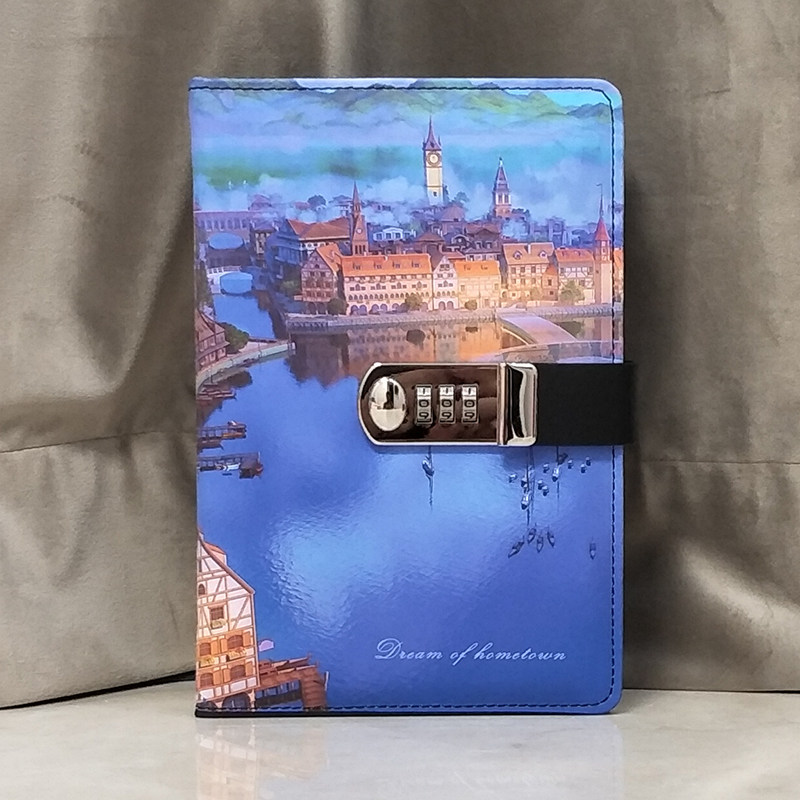 密码锁日记本带锁密码本个性创意简约笔记本子文艺精致记事手账本欧式复古本子中小学生小清新少女心学生手帐