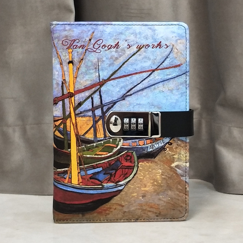 A5密码本中小学生带锁记事本韩国创意手账本小清新个性创意笔记本简约文艺加密少女心手帐多功能带锁日记本子