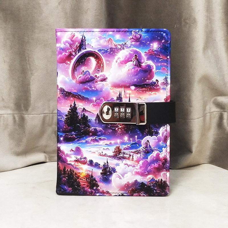 A5儿童密码本小学生日记本带锁卡通笔记本子加厚小清新密码锁记事本文艺精致记录本简约复古创意礼品本子礼物