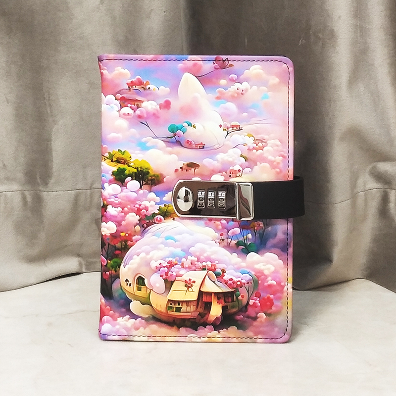 儿童密码本小学生带锁日记本带锁简约小清新密码锁笔记本子加厚创意手账欧式复古记事本子文具加密A5手账本子