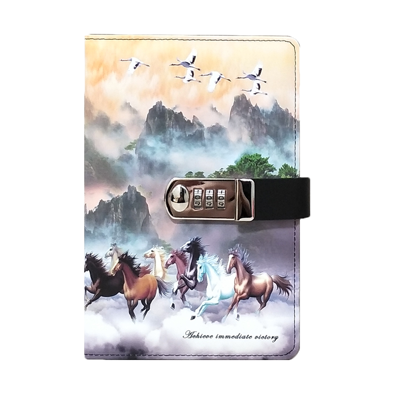 简约读书a5欧式复古带锁日记本