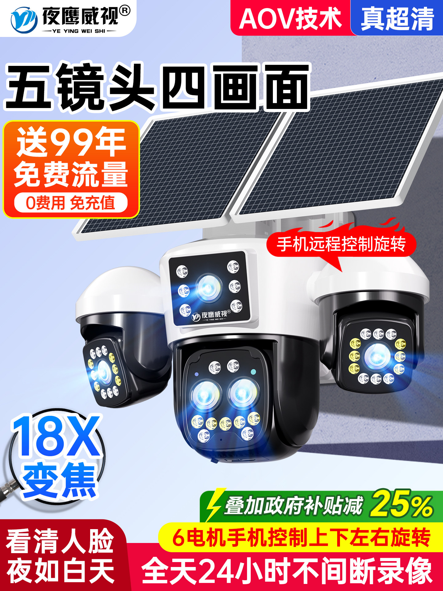 Solar-Powered Camera Monitor for Outdoor Use, 360-Degree Coverage Without Blind Spots, Remote Access Via Mobile Phone, No Electricity or Internet Required, Outdoor 4g Night Vision