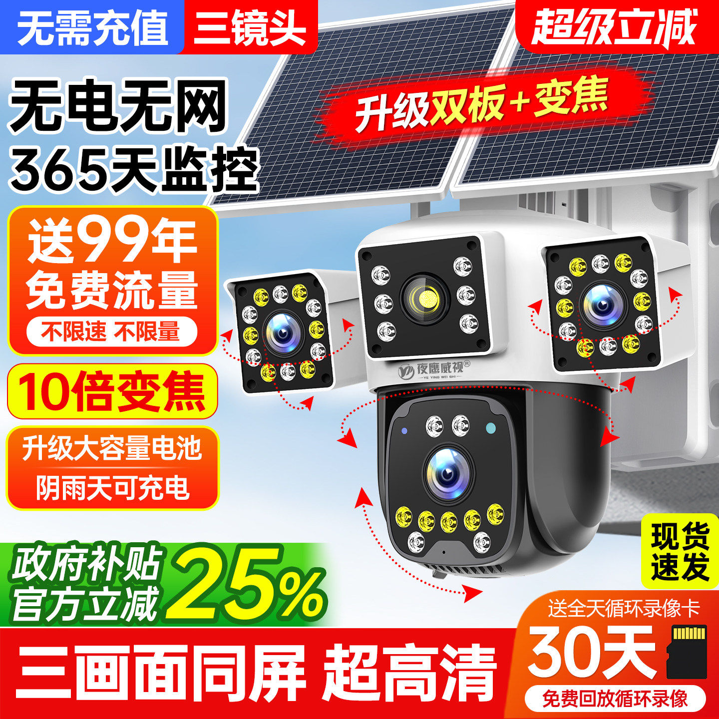 2026新款太阳能摄像头24小时录像图片