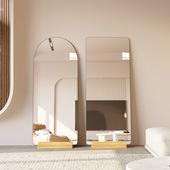 网红镜子高级感设计感全身镜入户卧室全身镜实木落地镜家用全身镜