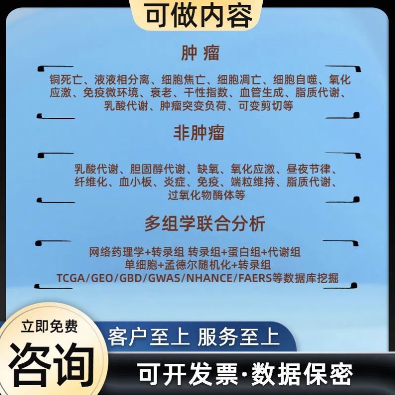 生信分析服务TCGA/GEO数据挖掘SCI2-5分代做16s转录组基因组分析