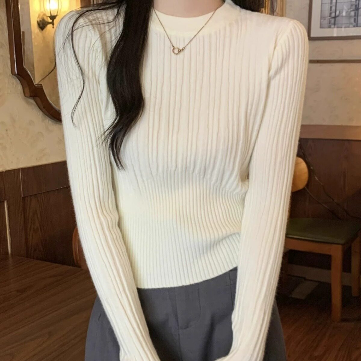 韩版气质低领打底衫2026新款女秋冬季针织衫毛衣内搭保暖体恤上衣