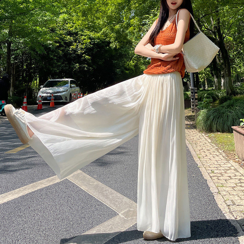 现货2026夏季薄款琉璃纱冰丝裙裤女高腰阔腿裤防晒裤裙拖地裤女