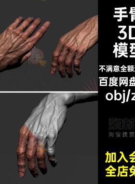 C4D白膜无贴图写实手臂男人胳膊手掌obj建模zpr模型3d设计zb素材