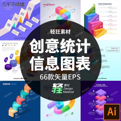 创意立体数据统计概念信息分析图表对比图流程图表矢量AI设计素材
