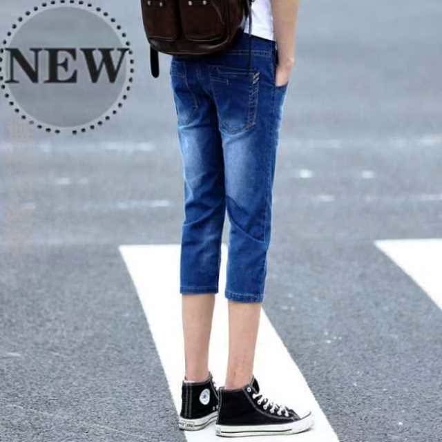 Cropped Trousers student cowboy shorts Elastic waist Pants 13 Teenagers 14 Big boy f15 Korean version of the smallin the Women's clothing/Boutique , Jeans  category - from Buy2taobao.com to provide professional Taobao agent buy service