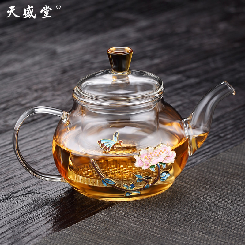 玻璃茶壶耐高温煮茶可加热功夫茶具过滤花红茶冲茶茶水分离泡茶壶