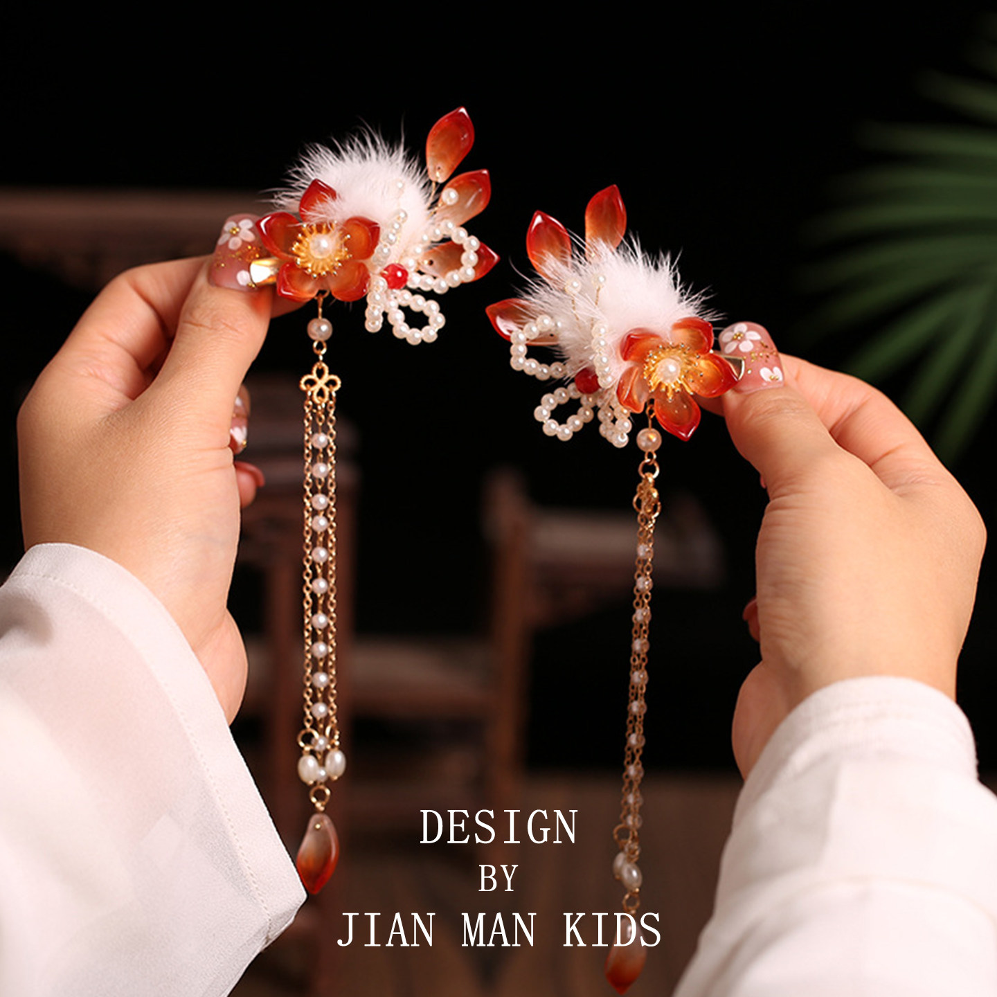 汉服头饰女儿童花朵珍珠流苏发夹红色毛球兔耳新年发饰古风发饰品,童装/婴儿装/亲子装,发饰,淘宝优惠券,粉丝福利购,淘宝优惠卷