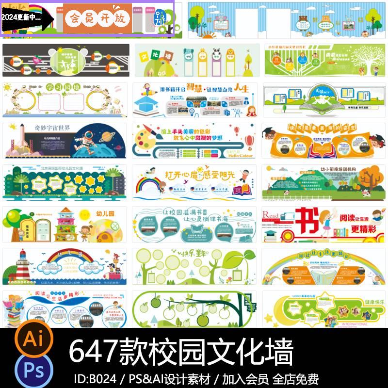 展板教育宣传幼儿园学习园地学校园文化墙AI/psd设计素材模板CDR