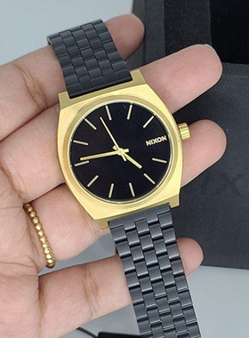 正品代购Nixon尼克松男女手表时尚方形简约黑金钢带中性石英腕表