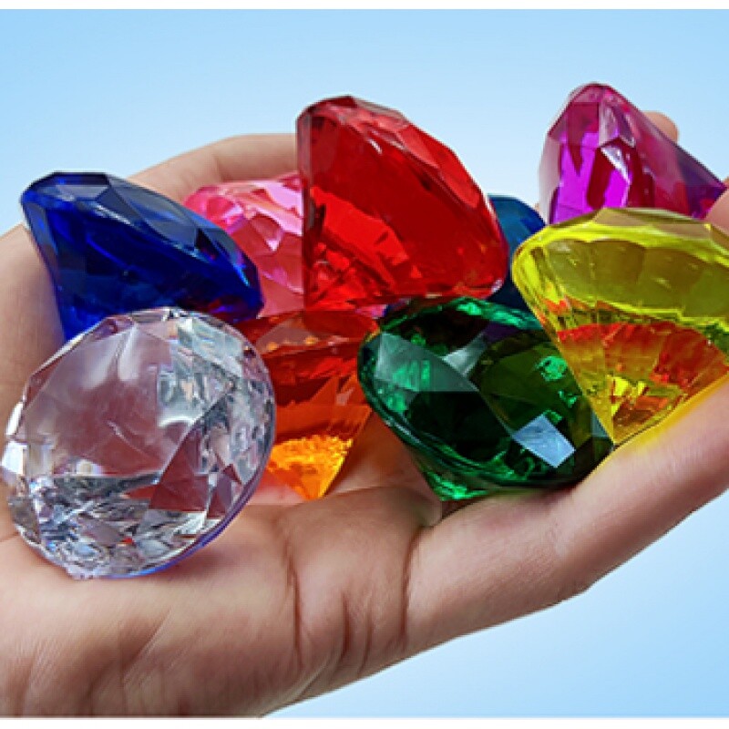 亚克力水晶石彩色石头七彩水晶石鱼缸彩石儿童宝石假水晶彩石包邮