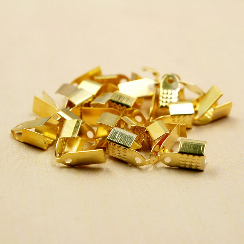 100个价 diy羽毛耳环配件材料 夹线扣绳扣线夹片手链项链连接配件