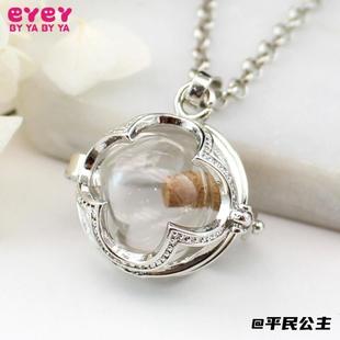 圆形精油闻香瓶玻璃球项链时尚吊坠瓶相盒空心朱砂香水瓶随身空瓶