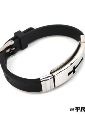 韩版时尚十字架手链男女士硅胶