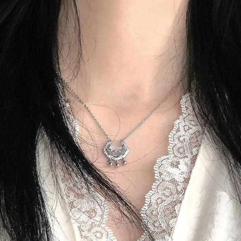 气质银如意平安锁项链轻奢小众图片