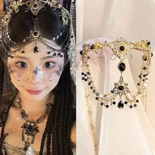 异域风情发饰西域公主发冠敦煌华丽眉心坠异域舞姬配饰汉服面帘