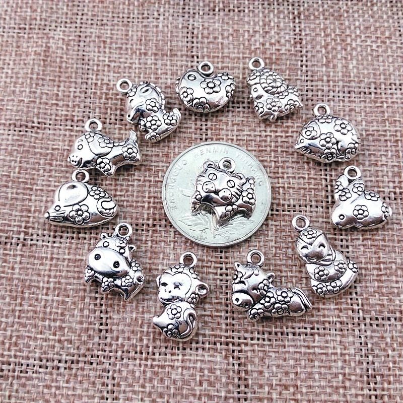 十二生肖儿童挂件本命年吊坠银