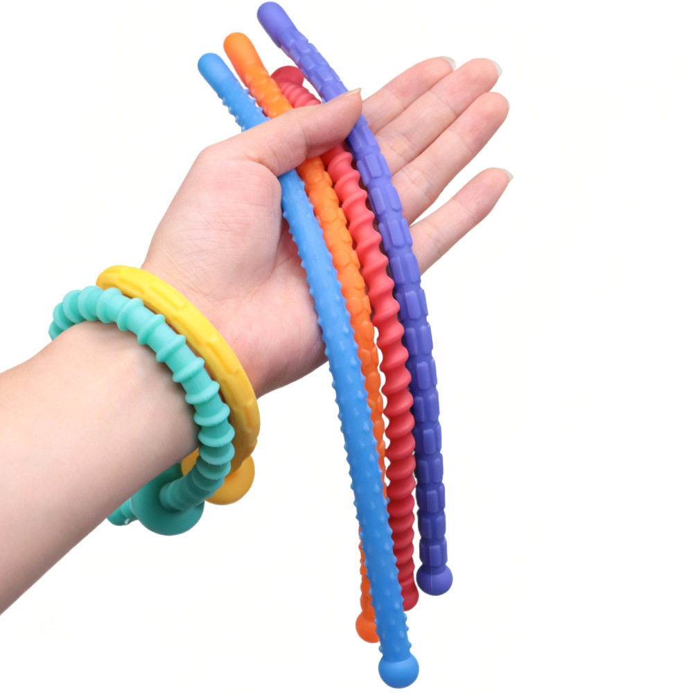 儿童解压感官玩具纹理安全儿童感官韧性硅胶面条便携玩具感官玩具