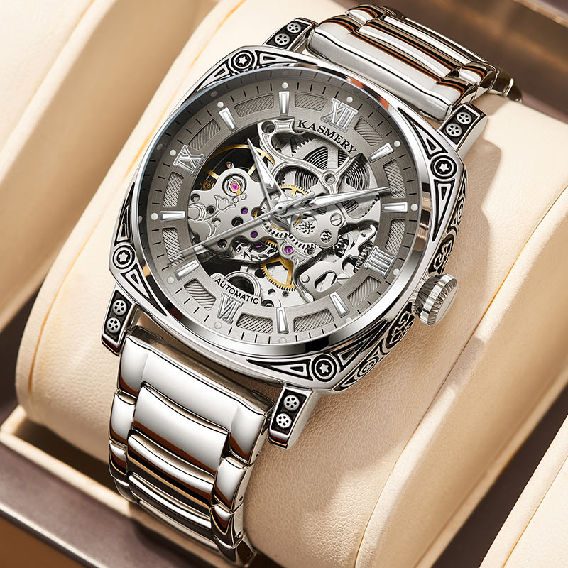 正品雕花全自动机械表男款