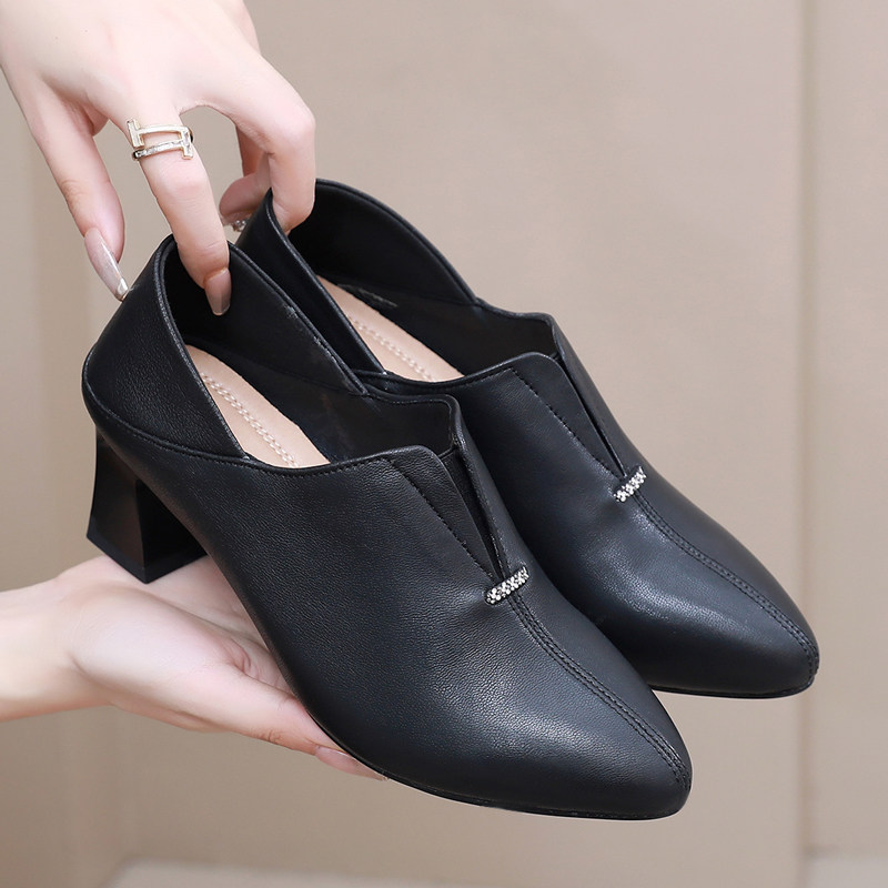 中跟工作鞋气质真皮女鞋深口单鞋一鞋两穿皮鞋粗跟软底3132小码鞋,女鞋,深口单鞋,淘宝优惠券,粉丝福利购,淘宝优惠卷