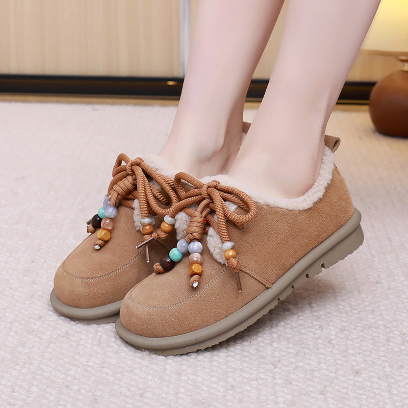 加绒保暖勃肯鞋女冬季毛毛鞋防滑软底系带棉鞋真皮厚底懒人雪地靴,女鞋,勃肯鞋/软木鞋,淘宝优惠券,粉丝福利购,淘宝优惠卷