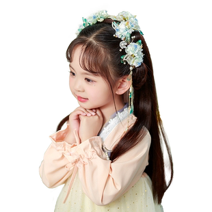 新款古风汉服头饰女童中国风超仙步摇流苏发夹发簪古装发饰套装