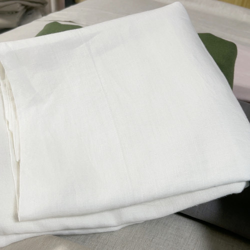 法国亚麻珍珠白白床单240X250cm美式宽床头