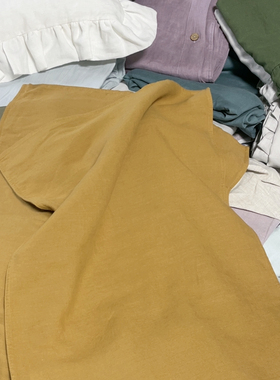 砂洗法国亚麻土黄色枕套48X74cm一对