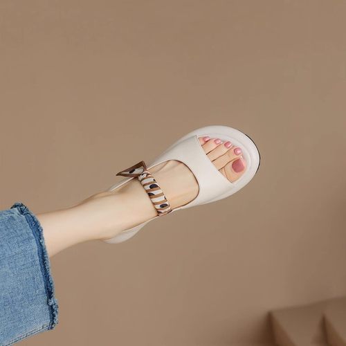 休闲厚底松糕底中跟时尚罗马凉鞋