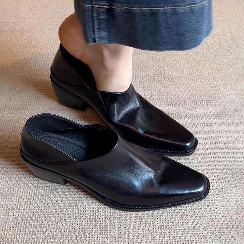 羊皮版法式老钱风乐福鞋女2026款舒适通勤时髦百搭一脚蹬粗跟单鞋,女鞋,乐福鞋（豆豆鞋）,淘宝优惠券,粉丝福利购,淘宝优惠卷