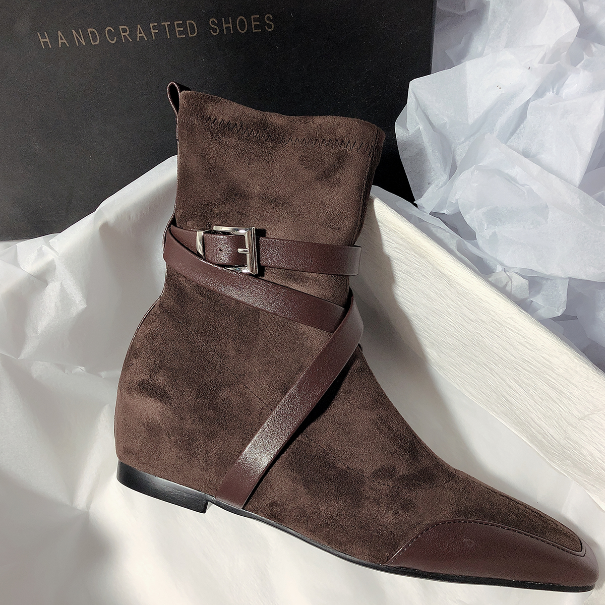 羊皮版~显瘦内增高短靴