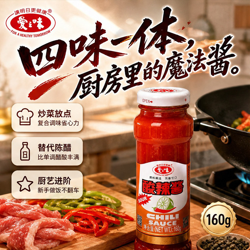 爱之味酸辣酱春卷鸡块水饺点蘸拌饭拌面家用烹饪调料味酸辣酱160g图片