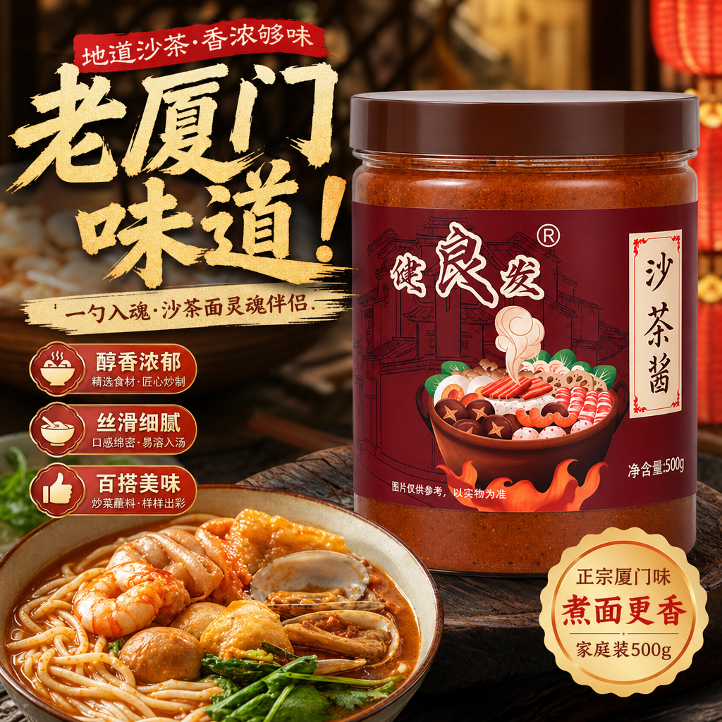 正宗厦门沙茶酱沙茶面原料闽南特产黑糖风味汤底沙爹酱火锅蘸酱料