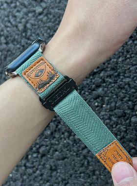 MeicoolTime户外风尼龙魔术贴手表带适用苹果ApplewatchS10iwatch