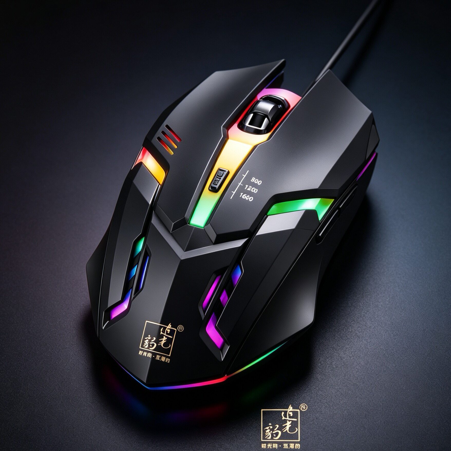 追光豹有线鼠标USB游戏竞技炫光发光磨砂橡胶油速度可切换带配重